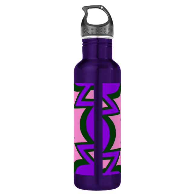 Beautiful baby pink  purple shade motif monogram 710 ml water bottle (Back)