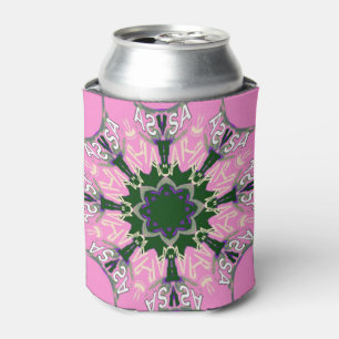 Beautiful baby pink  purple shade motif monogram can cooler