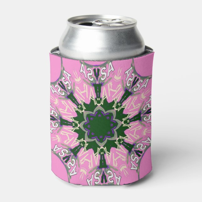 Beautiful baby pink  purple shade motif monogram can cooler (Can Front)