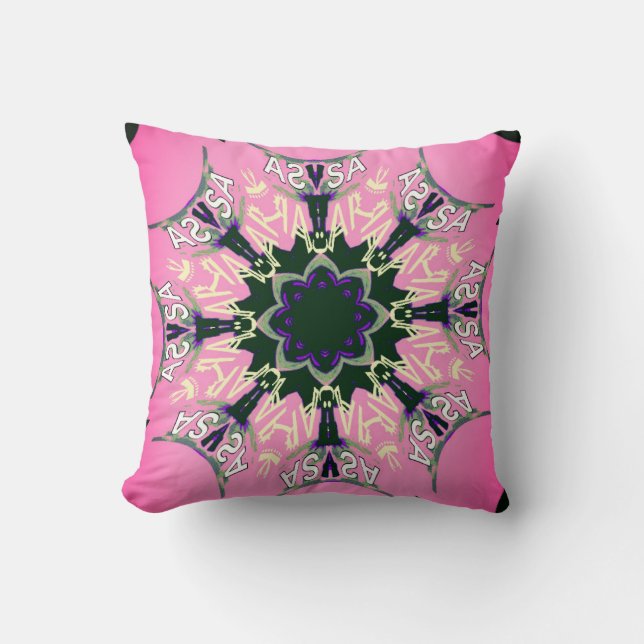 Beautiful baby pink  purple shade motif monogram cushion (Front)