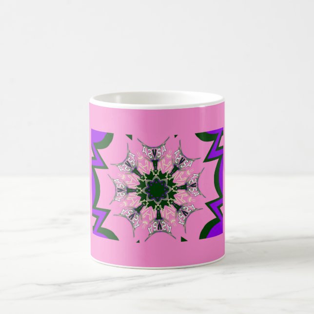 Beautiful baby pink purple shade motif monogram de coffee mug (Center)