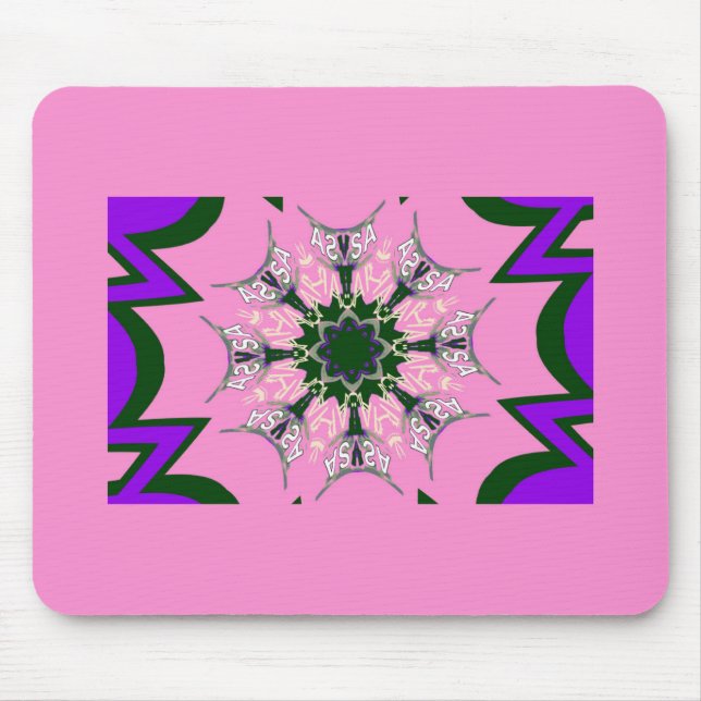 Beautiful baby pink purple shade motif monogram de mouse mat (Front)