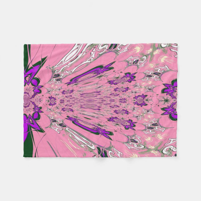 Beautiful baby pink  purple shade motif monogram fleece blanket (Front (Horizontal))