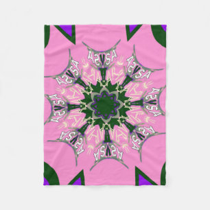Beautiful baby pink  purple shade motif monogram fleece blanket