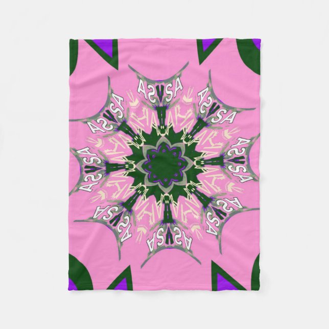 Beautiful baby pink  purple shade motif monogram fleece blanket (Front)