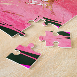 Beautiful baby pink  purple shade motif monogram jigsaw puzzle