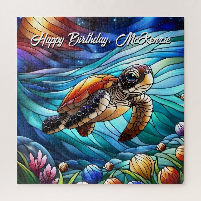 Beautiful Baby Sea Turtle In Colourful Sea Jigsaw Puzzle (Vertical)