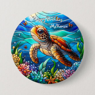 Beautiful Baby Sea Turtle Swimming 7.5 Cm Round Badge