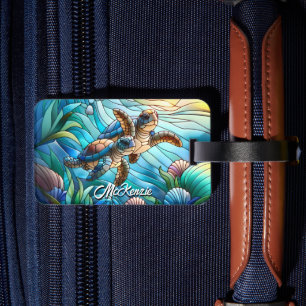 Beautiful Baby Sea Turtles In Colourful Sea Luggage Tag