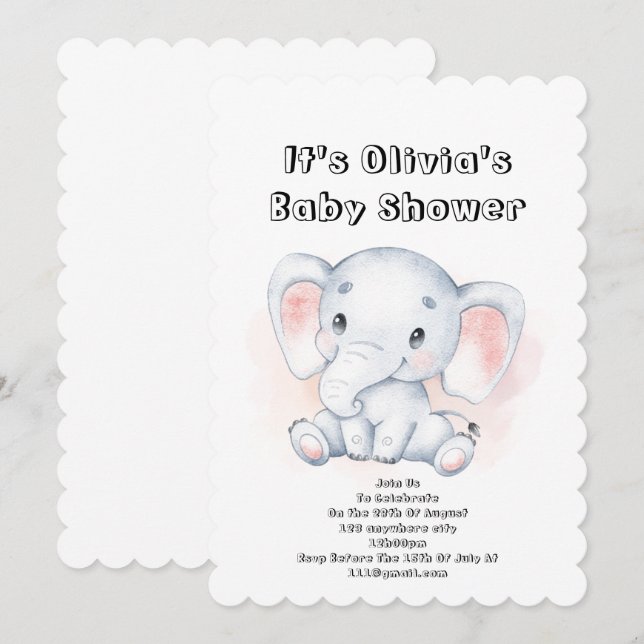 beautiful baby shower invitation for baby girl (Front/Back)