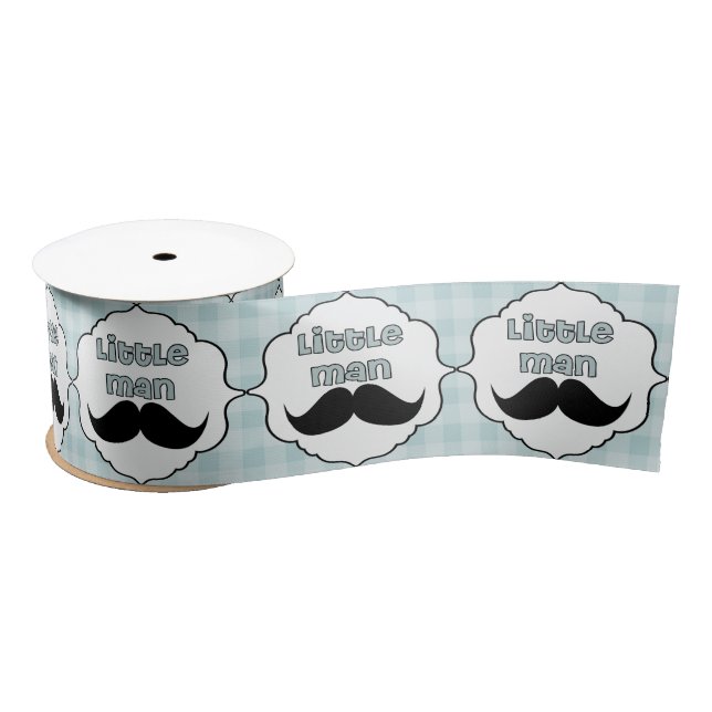 Beautiful Baby Shower Little Man Moustache Satin Ribbon (Spool)