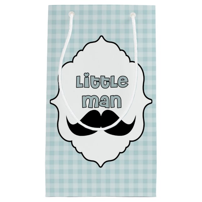 Beautiful Baby Shower Little Man Moustache Small Gift Bag (Front)