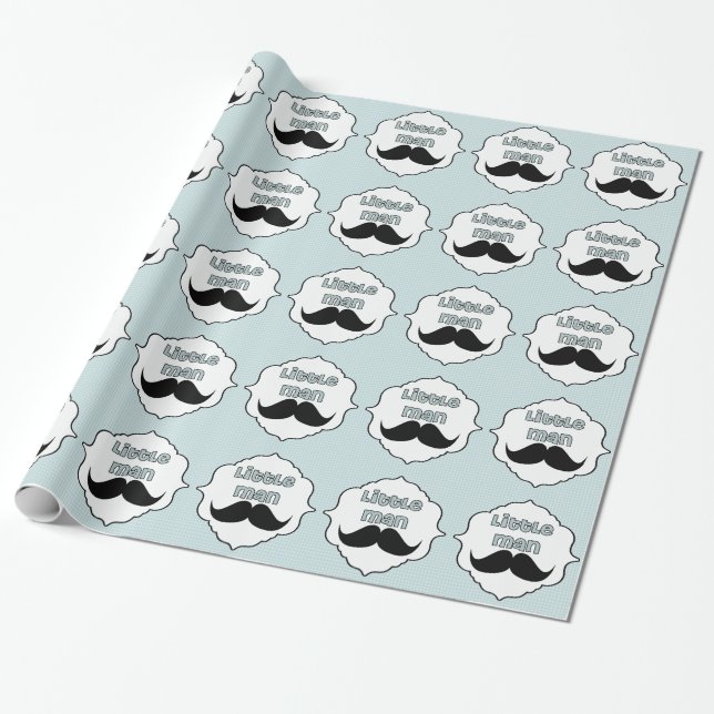 Beautiful Baby Shower Little Man Moustache Wrapping Paper (Unrolled)