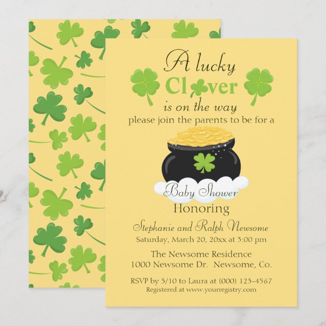 Beautiful Baby Shower St. Patrick's Theme Invitation (Front/Back)
