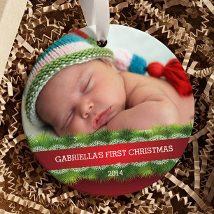 Beautiful Baby's First Christmas Photo Ornament