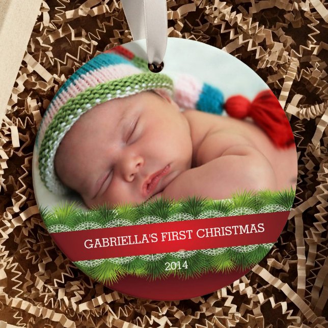 Beautiful Baby's First Christmas Photo Ornament (Creator Uploaded)