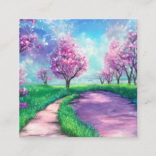 Beautiful Background Cute Romantic Landscape Paint Square Business Card