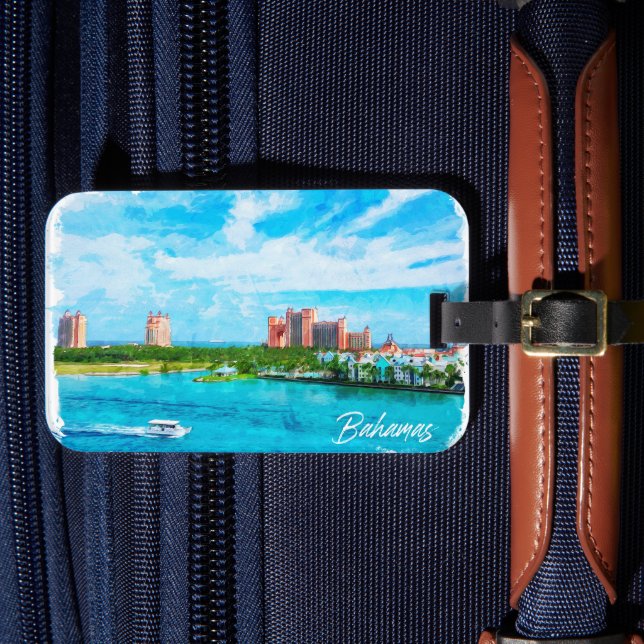 Beautiful Bahamas Caribbean Vacation Scenery Luggage Tag (Front Insitu 4)
