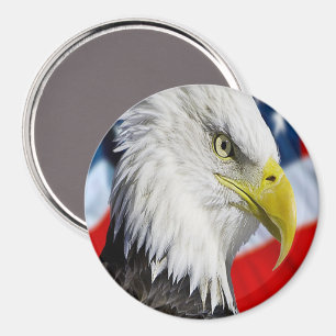 Beautiful Bald Eagle head  and a American flag 1 Magnet