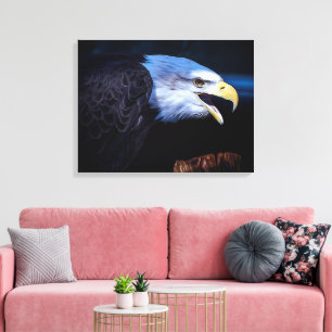Beautiful Bald Eagle on Rock Canvas Print