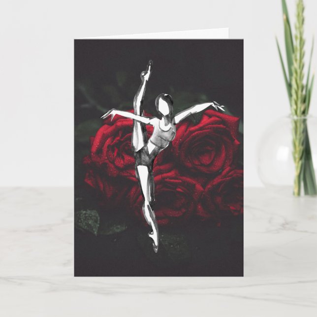 Beautiful Ballerina and Roses Ballet Birthday Card (Front)