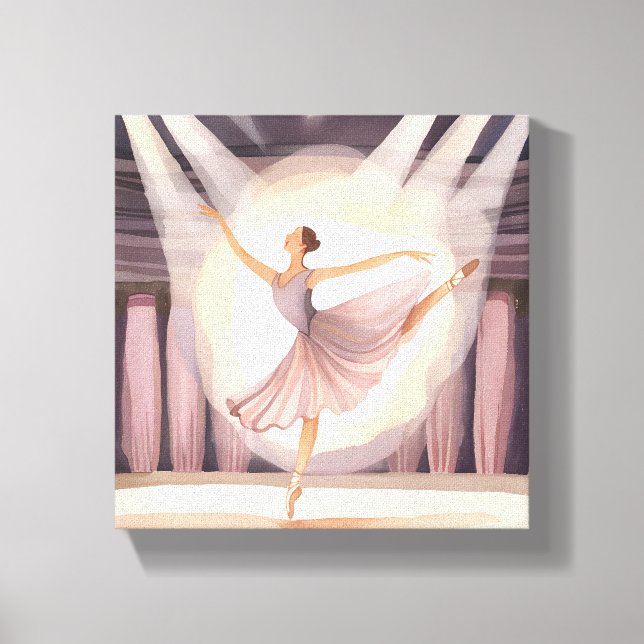 Beautiful Ballerina | Ballet Arts Dance Watercolor Canvas Print (Front)
