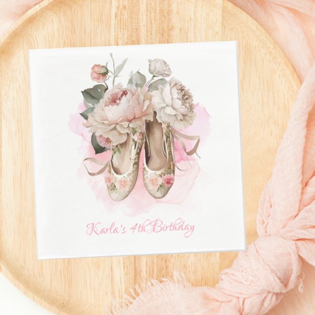 Beautiful Ballerina Dancer Pink Watercolor  Napkin (Creator Uploaded)