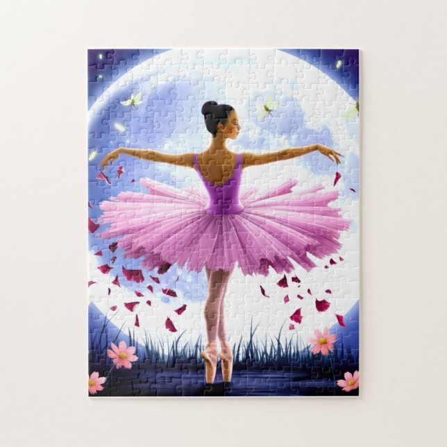 Beautiful ballerina dancing by giant moon jigsaw puzzle (Vertical)