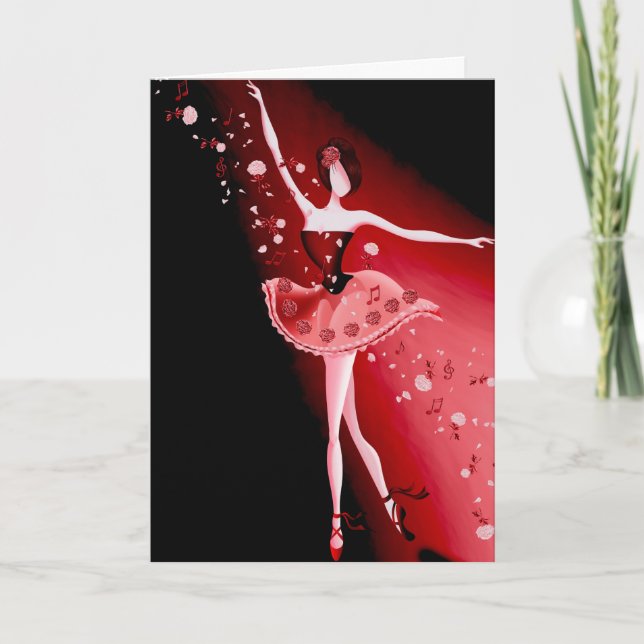 Beautiful Ballerina & Roses Greetings Card (Front)
