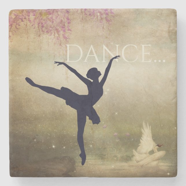Beautiful Ballerina Swan Lake Vintage Dance Stone Coaster (Front)