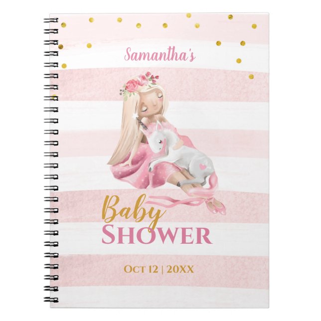 Beautiful Ballerina Unicorn Baby Shower Guest Book (Front)