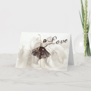 Beautiful Ballerina, White Roses Valentine's Day H Holiday Card