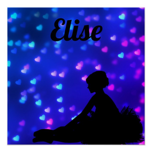 Beautiful Ballerina with Floating Hearts Poster (Front)