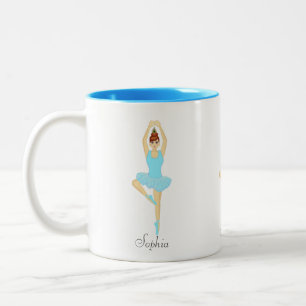 Beautiful ballet dancer dressed in light blue Two-Tone coffee mug