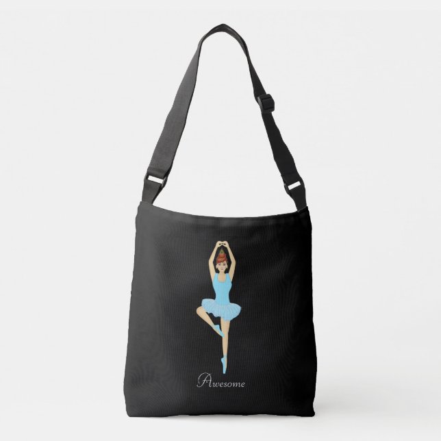 Beautiful ballet dancer dressed in light turquoise crossbody bag (Front)