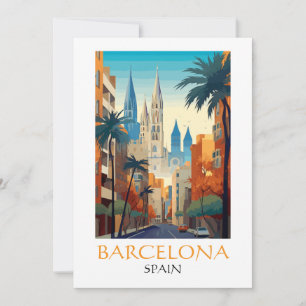 Beautiful Barcelona Spain Retro Vintage Travel Card