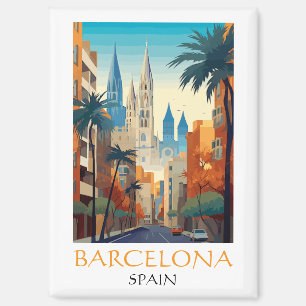 Beautiful Barcelona Spain Retro Vintage Travel Magnet