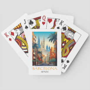 Beautiful Barcelona Spain Retro Vintage Travel Playing Cards
