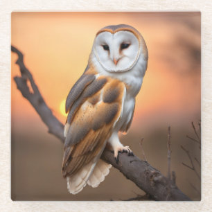 Beautiful Barn Owl Glass Coaster