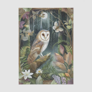 Beautiful Barn Owl in the Moonlight Illustration Tissue Paper