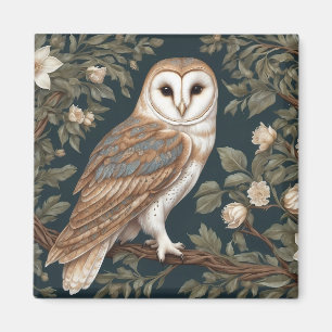 Beautiful Barn Owl William Morris Inspired Magnet