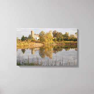 Beautiful Barn Reflected in the Pond Canvas Print