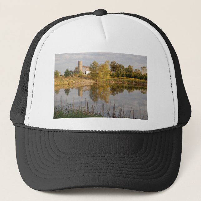 Beautiful Barn Reflected in the Water Trucker Hat (Front)