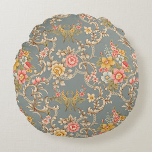 Beautiful Baroque Ornament style border design han Round Cushion