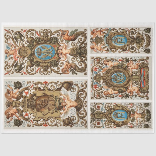 Beautiful baroque rococo angel decoupage paper (Front)