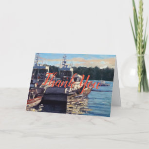 Beautiful Bass Harbour Maine Fishing Boat Scene Thank You Card