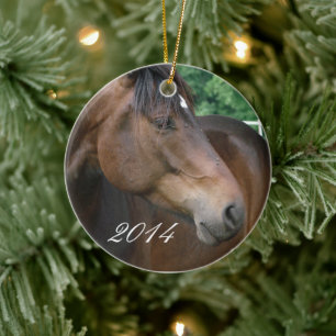 Beautiful Bay Horse Ceramic Tree Decoration