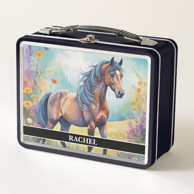 Beautiful Bay Horse Metal Lunch Box (Front)