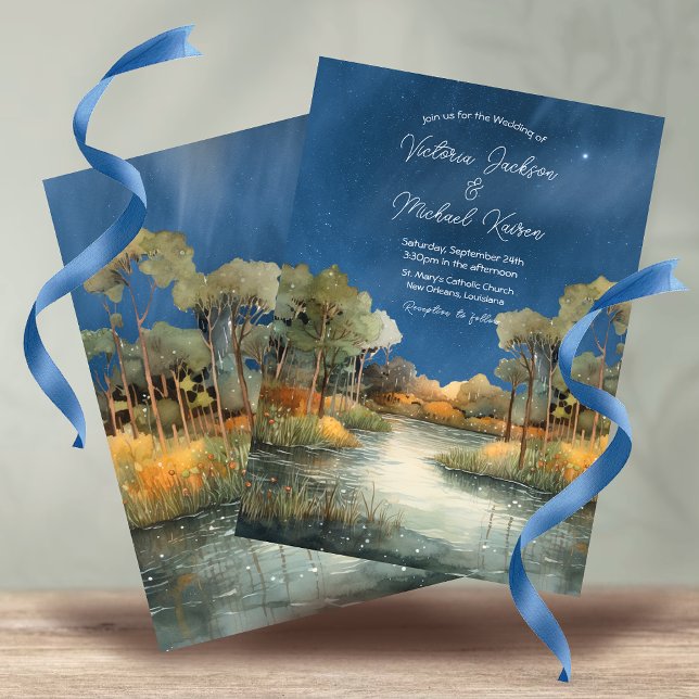 Beautiful Bayou Evening Wedding Invitation (Creator Uploaded)