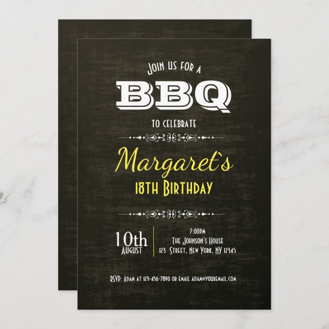 Beautiful BBQ Birthday Party Invite (Front/Back)